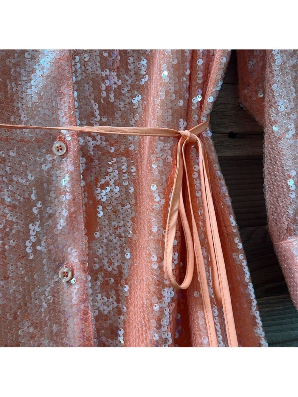 Nookie Oracle Peach Sequin Shirt Dress Size Small NWT - Picture 5 of 12